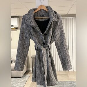 Gallery Black and White Women's Trench Coat